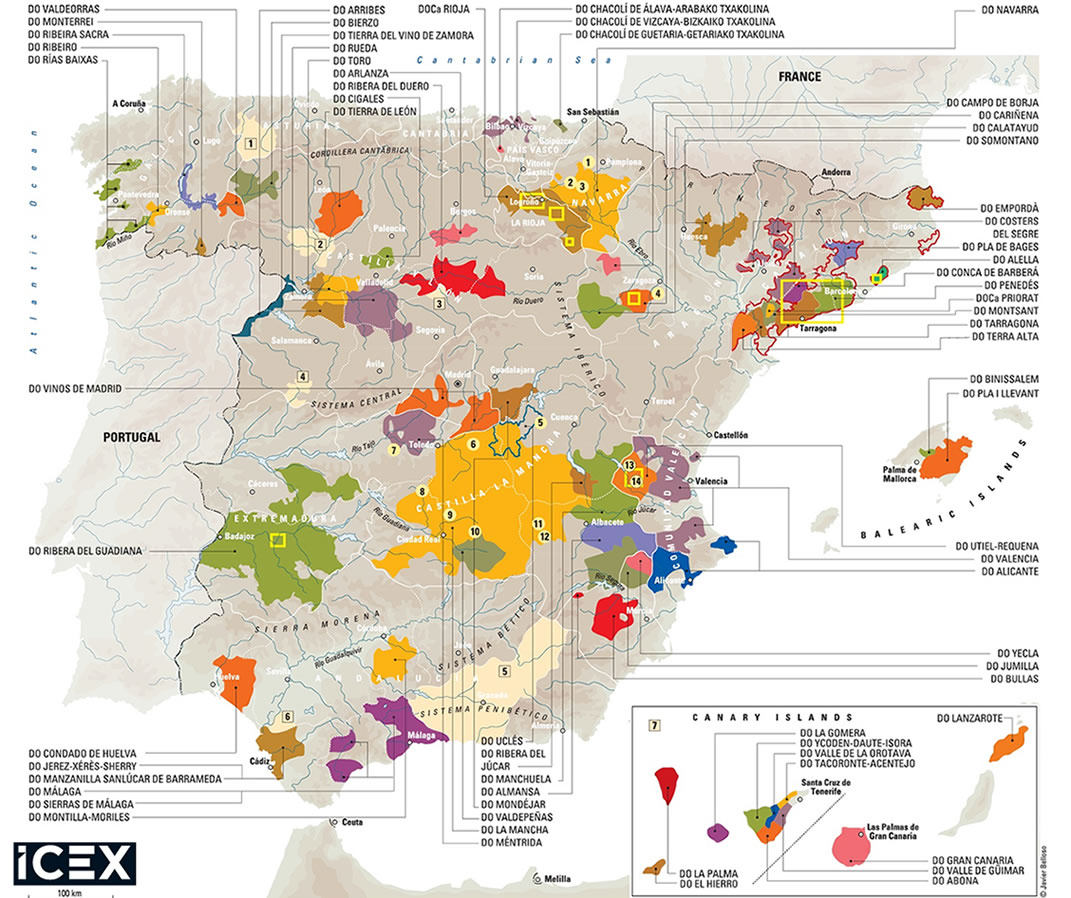 Mapa de las D.O.P.